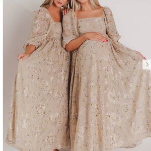 Worth Collective Mona Maxi Dress in Beige/Floral-Size- Size Lg